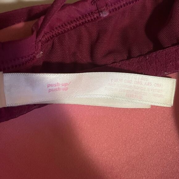PINK Victoria’s Secret Size L Push-Up Bra Mesh Logo Berry Purple Padded Y2K Alt - Picture 6 of 7
